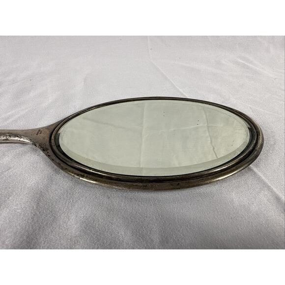 Alvin Sterling Silver Handheld Vanity Mirror Monogrammed Patina Antique USA - Picture 3 of 6